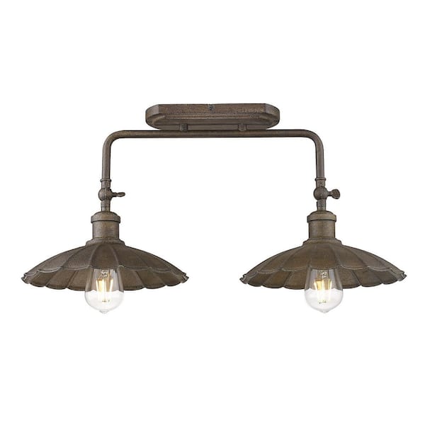 Golden Lighting - Clemence 22.75 in. 2-Light Dark Rust Vanity Light