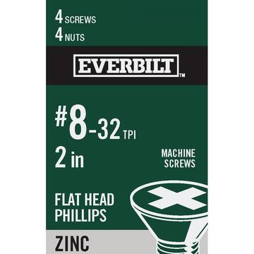 #8-32 x 2 in. Phillips Slotted Round-Head Machine Screws (50-Pack)