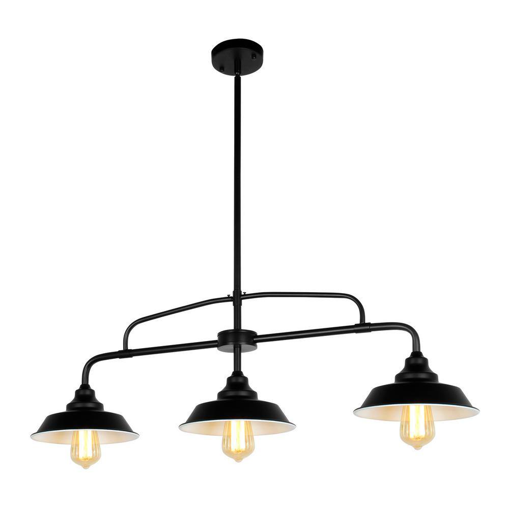 Modern Farmhouse 3-Lights Black Kitchen Island Pendant Light with Metal Shade price history on PriceWatchPro