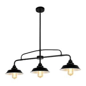 Modern Farmhouse 3-Lights Black Kitchen Island Pendant Light with Metal Shade