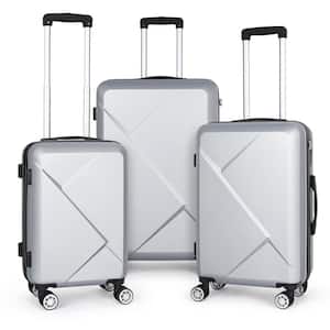 Marathon Lakeside Nested Hardside Luggage Set in Bright Silver, 3 Piece - TSA Compliant
