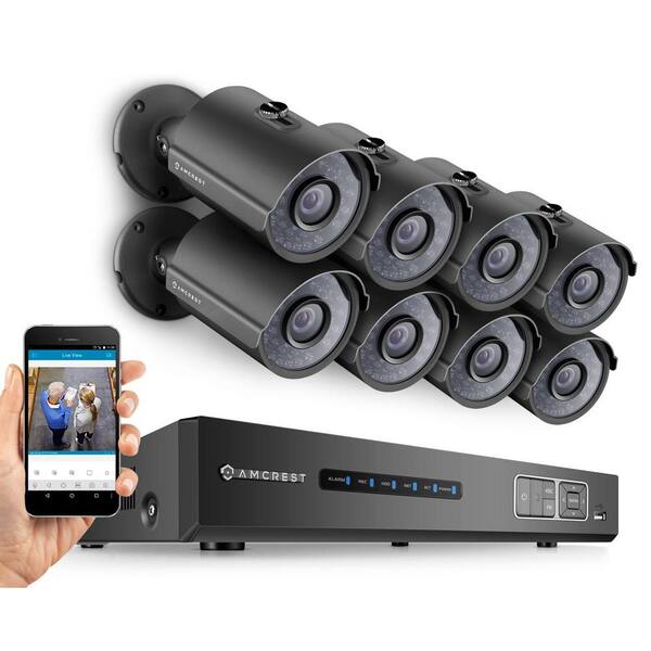 Amcrest ProHD 720P 8CH Security System - Eight 1.0-MP, IP67 Bullet Cameras Night Vision Smartphone Access