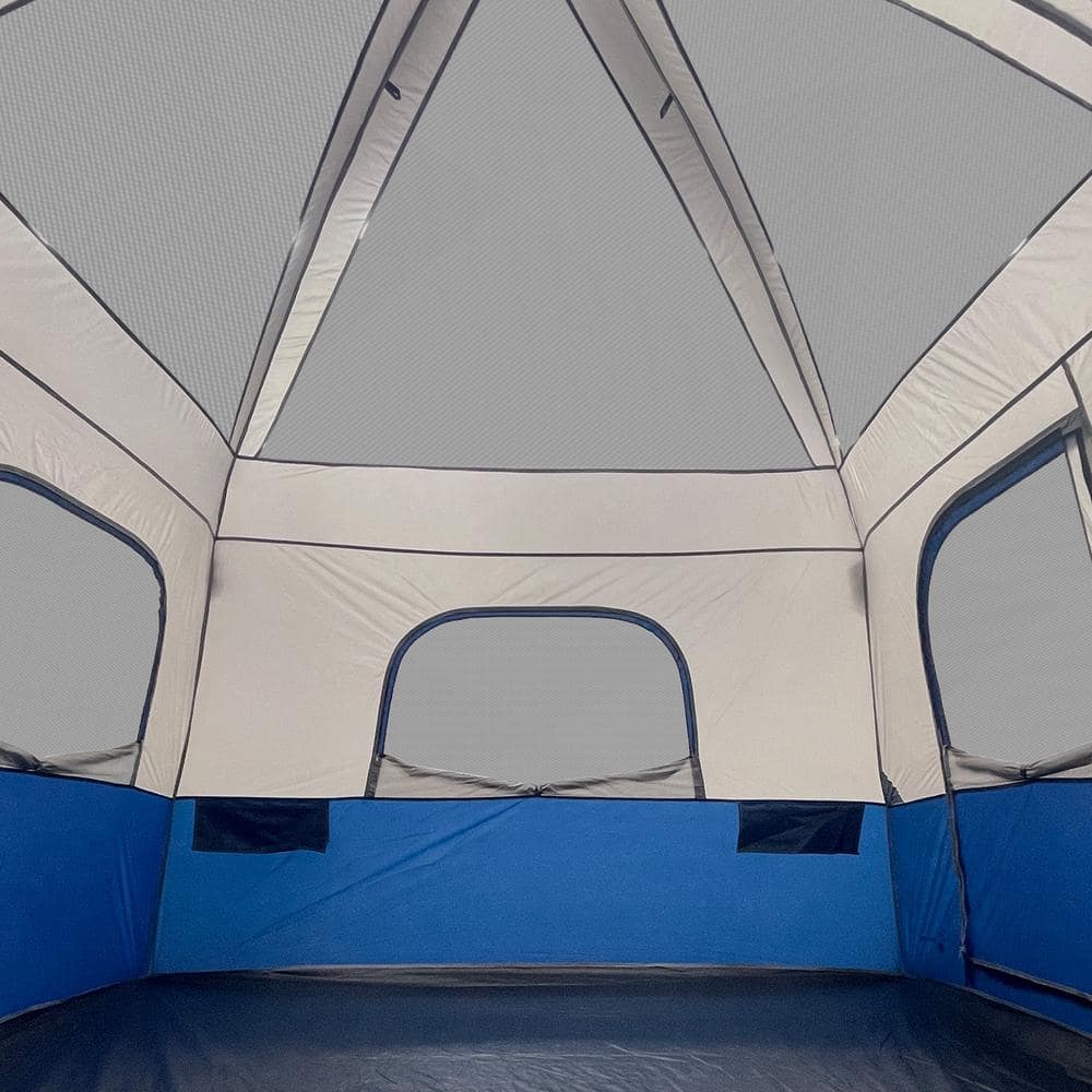 Gray and Navy 10-Person Three Season Cabin Tent with Carry Bag