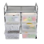 3-Tier 6-Drawer White/Silver Storage Drawer Rolling Utility Cart, All-Purpose