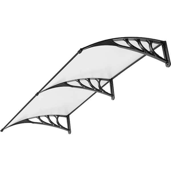 6.6 ft. Polycarbonate Transparent Window Door Awning with Black Bracket (40 in. x 80 in.)