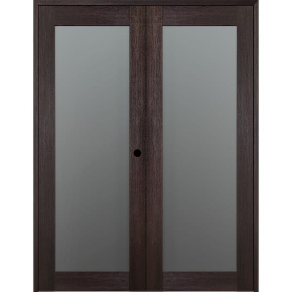 Belldinni Vona-207 48 in.x 80 in. Left Hand Active Full Lite Frosted Glass Veralinga Oak Wood Composite Double Prehung French Door