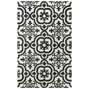 Neo Ivory/Black 5 ft. x 7 ft. 6 in. Trellis Wool/Recycled Polyester Area Rug