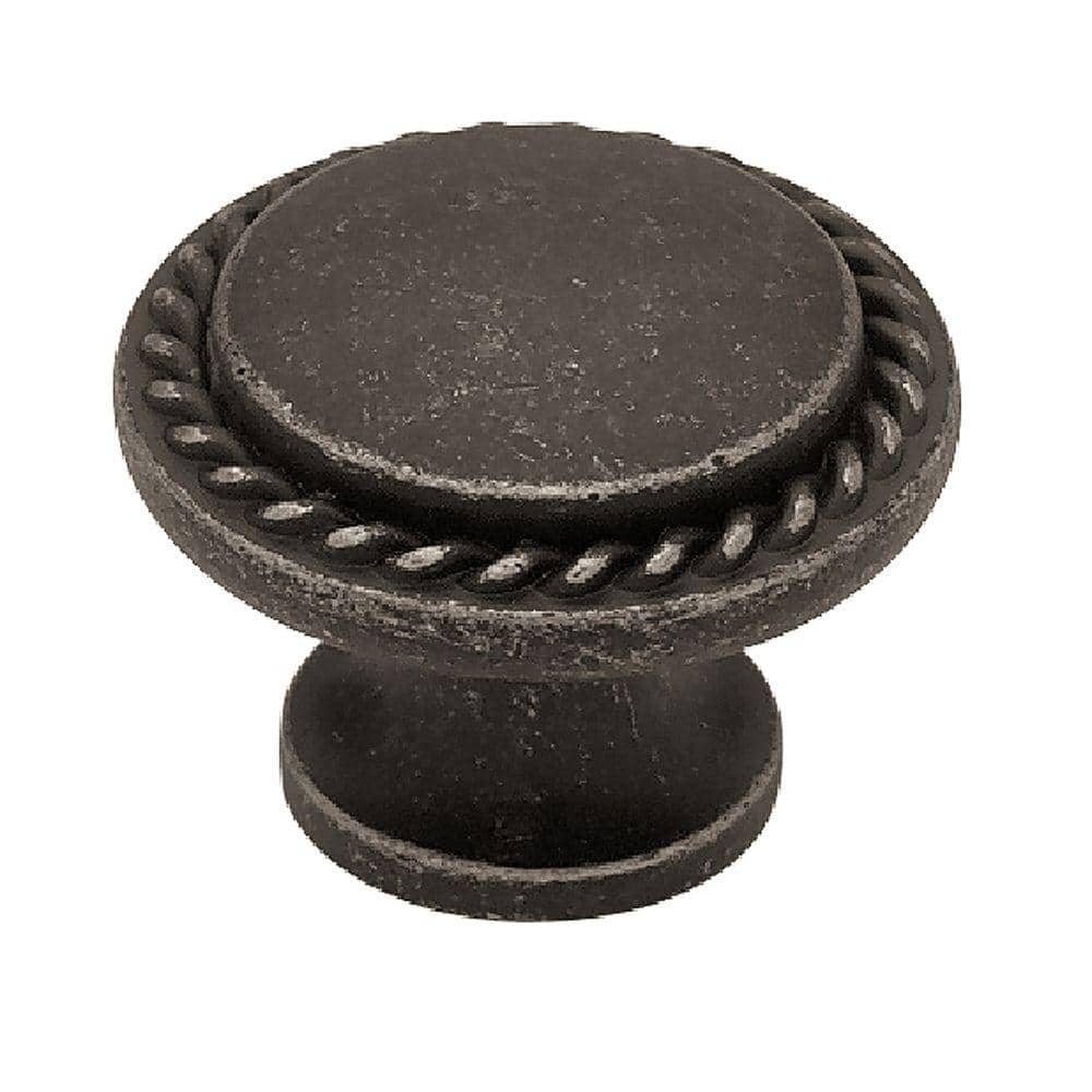 Liberty Rope Edged 11/8 in. (28mm) Tumbled Dark Gunmetal Knob