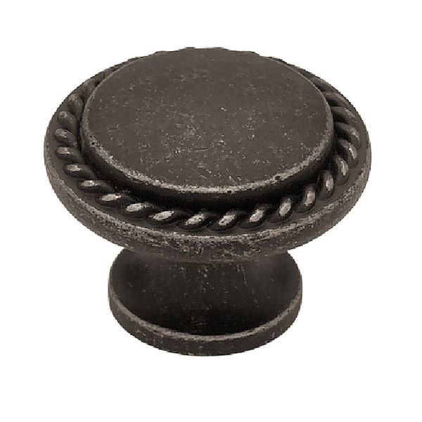 Liberty Rope Edged 1-1/8 in. (28mm) Tumbled Dark Gunmetal Cabinet Knob