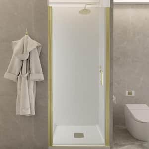 32-33 in. W x 72 in. H Pivot Frameless Swing Corner Shower Panel with Shower Door in Brushed Gold with Clear Glass