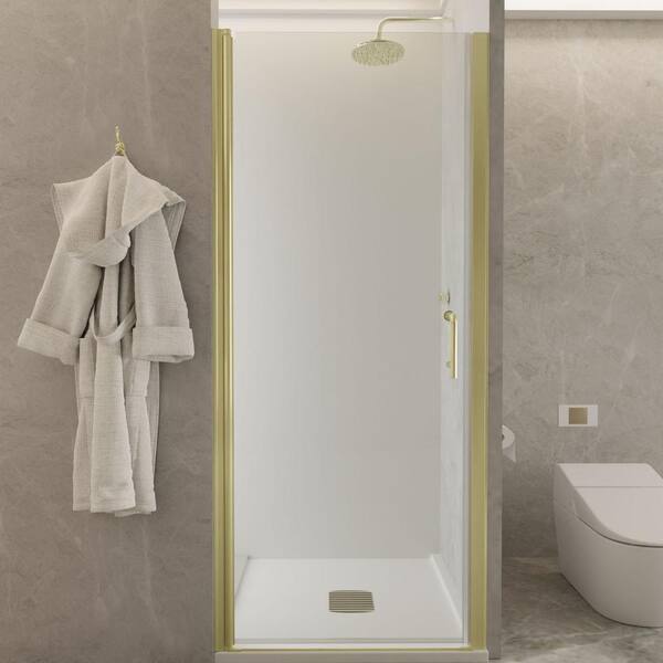 ES-DIY 32-33 in. W x 72 in. H Pivot Frameless Swing Corner Shower Panel ...