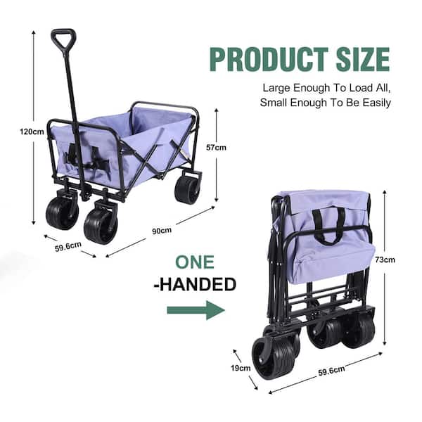 Unbranded - 4 cu. ft. Metal Utility Collapsible Folding camping Wagon Cart Heavy Duty Foldable Beach Wagon Garden Cart