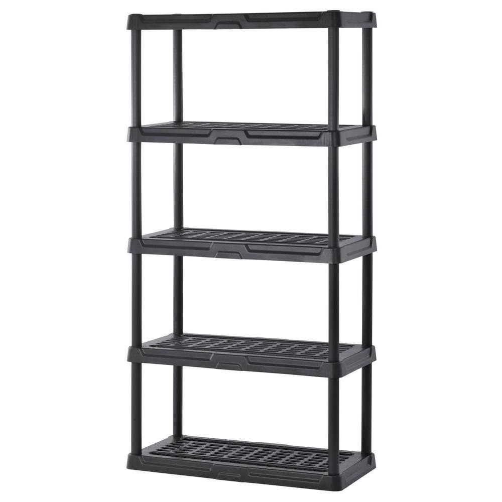 Sandusky Black 5Tier Plastic Garage Storage Shelving Unit (36 in. W x