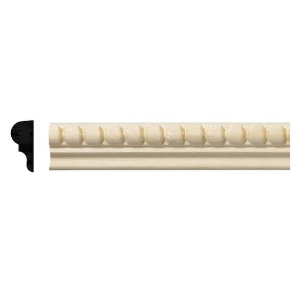 Ornamental Mouldings 5/16 in. x 11/16 in. x 96 in. White Hardwood Embossed Bead Moulding