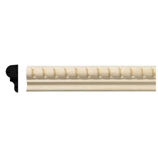 5/16 in. x 11/16 in. x 96 in. White Hardwood Embossed Bead Moulding