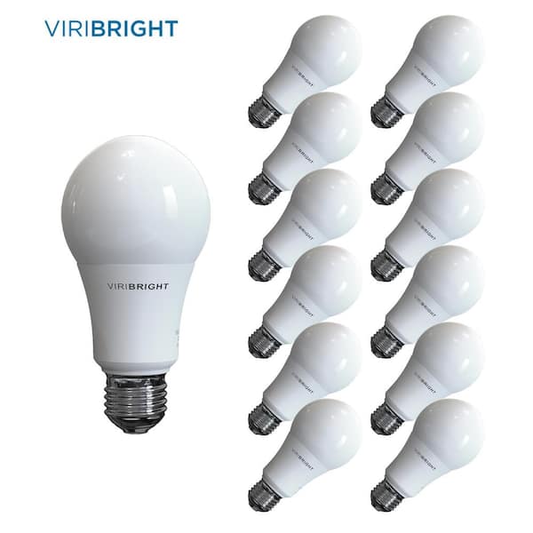 Viribright 60-Watt Equivalent Cool White (4000K) A19 E26 Base LED Light Bulbs (12-Pack) 750339-12 - The Home