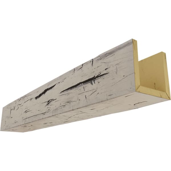 Ekena Millwork 10 in. x 4 in. x 8 ft. 3-Sided (U-Beam) Hand Hewn Burnished Pine Faux Wood Ceiling Beam