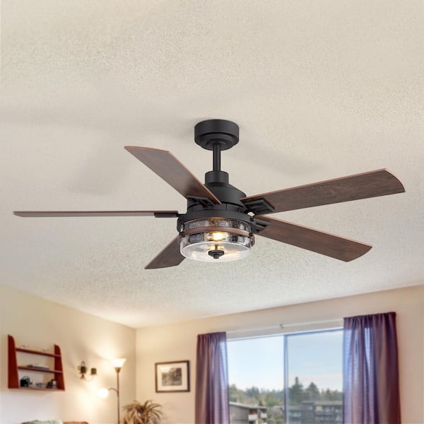 Craig 52 in. Indoor Black Ceiling Fan with Light Kit and Remote Control Included