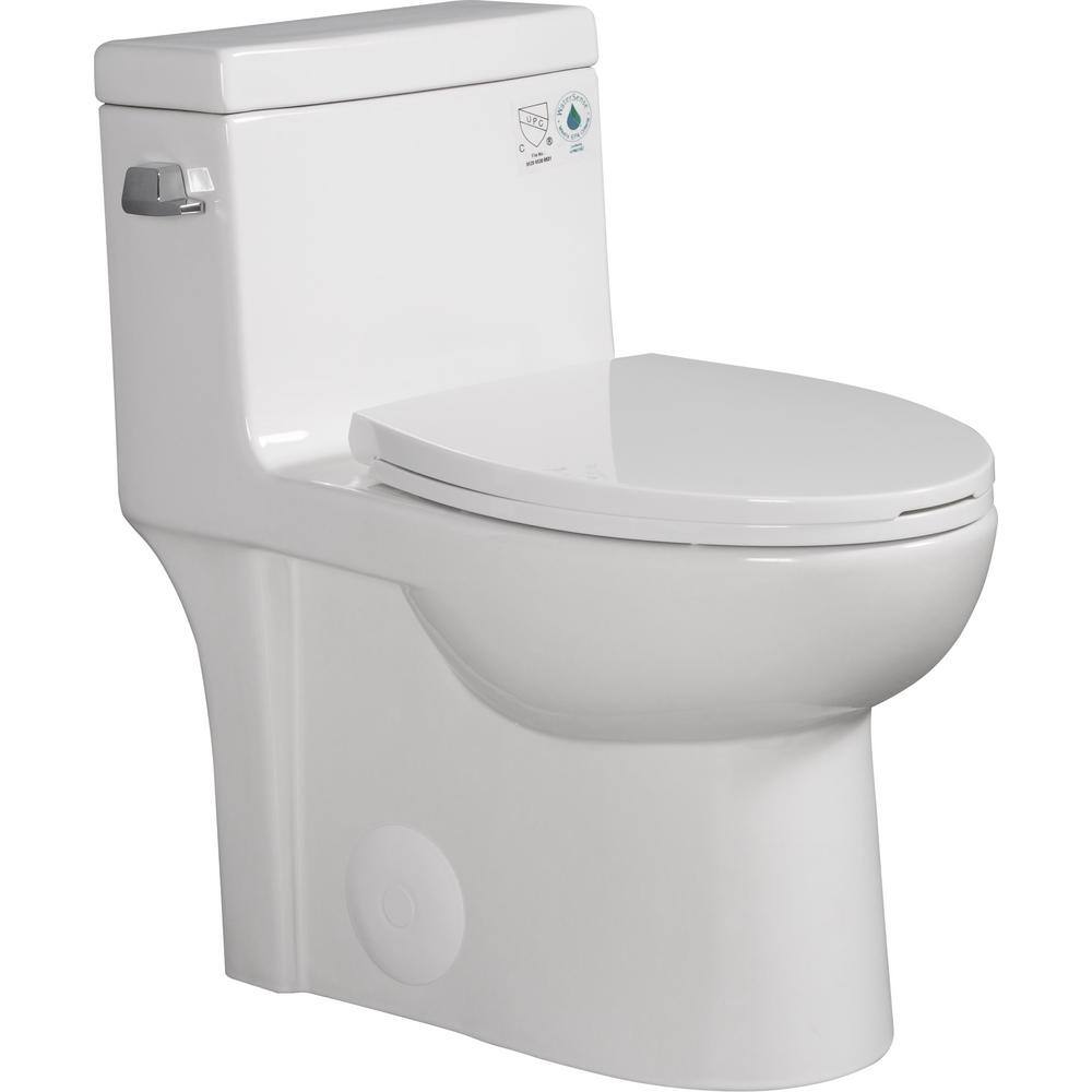 EAKYHOM Power Flush 1-Piece 1.28 GPF Single Flush Elongated Toilet in Gloss  White, Slow-Close Seat Included ETWS2303GW-BT - The Home Depot