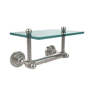 Dottingham Collection Double Post Toilet Paper Holder with Glass Shelf in Polished Nickel