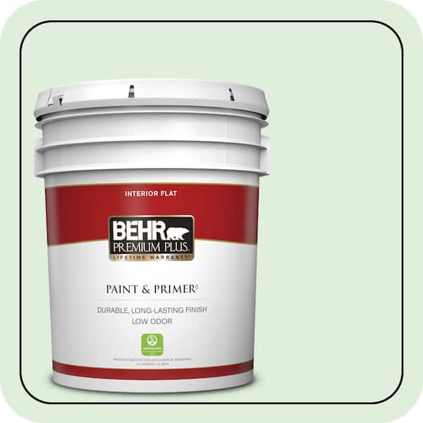 BEHR PREMIUM PLUS 5 gal. #450C-2 Breath of Spring Flat Low Odor Interior Paint & Primer