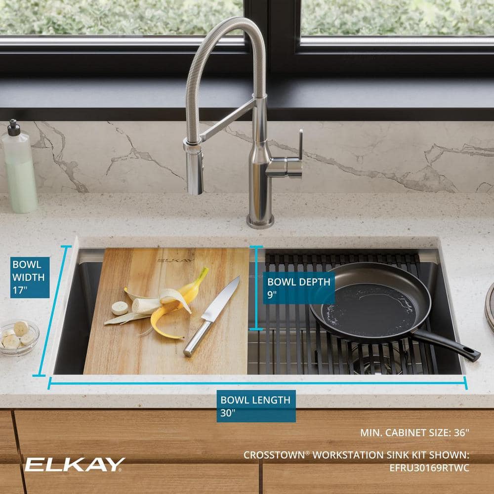 Crosstown 31.5" Stainless Steel Undermount Workstation Kitchen Sink