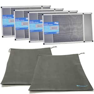 20 in. x 28 in. 4 Expandable Fiberglass Window Screens and Storage Bags, Adjustable to Vertical or Horizontal Openings
