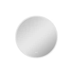 32 in. W x 32 in. H Round Frameless LED Lighted Anti-Fog Wall Mounted Bathroom Vanity Mirror in Acrylic