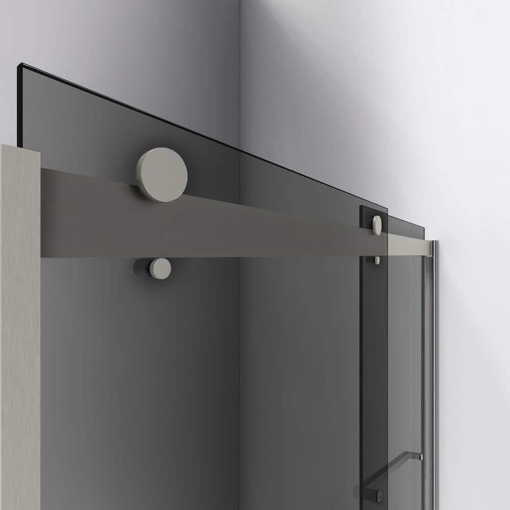 Sapphire 56-60" Brushed Nickel Semi-Frameless Sliding Shower Door with Smoke Gray Glass