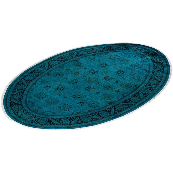 Overdyed Blue 6 ft. x 9 ft. Solid Wool Indoor Area Rug
