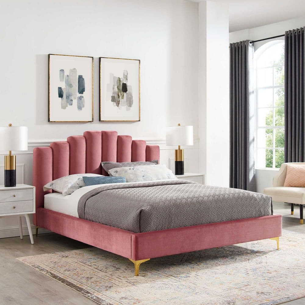 Olivia Red Wood Frame Queen Platform Bed
