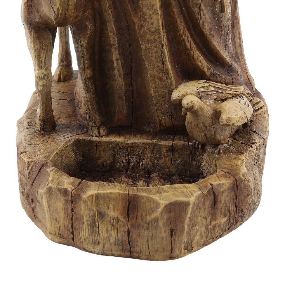 Weathered Brown Saint Francis Garden Statue with Animals