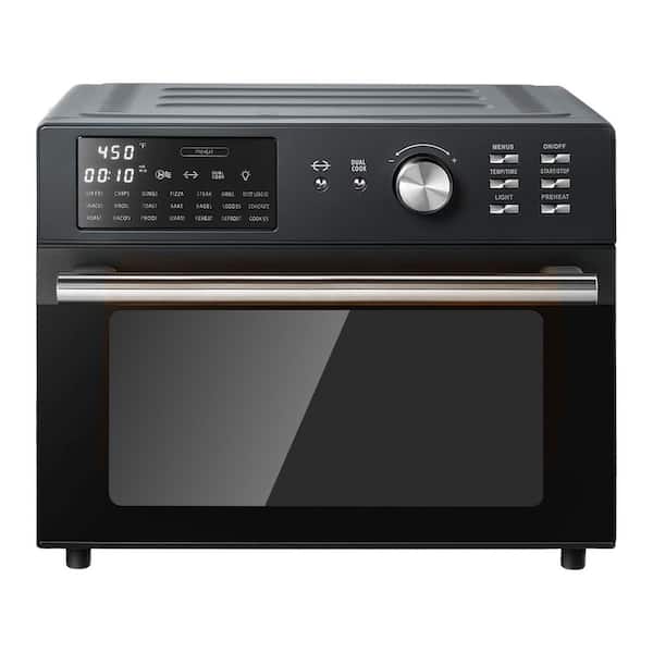 32 Qt. Black Air Fryer Toaster Oven Combo with Rotisserie, Dehydrate, 6-Accessories and Dual Cook Preset