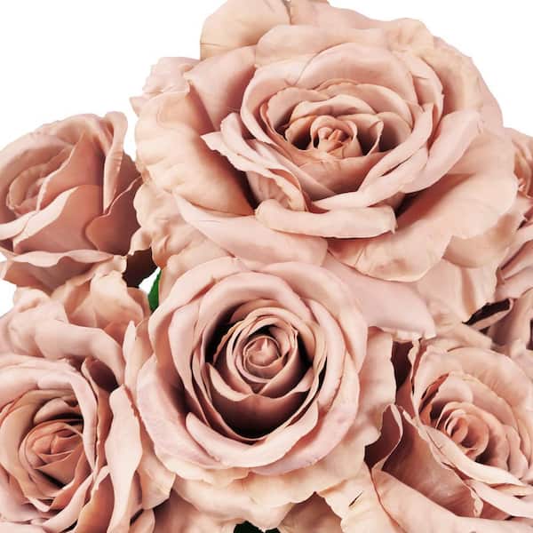 LIVING LUXURY 22 in. Light Cafe Artificial Grand Rose Flower Stem