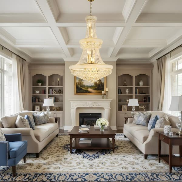 32 in. 27-Light Gold European Elegance Crystal Chandelier with Adjustable Chain