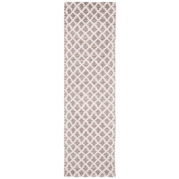 Natura 2 ft. x 8 ft. Ivory/Beige Distressed Multi-Diamonds Runner Rug