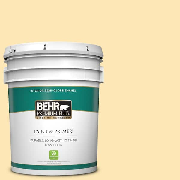 BEHR PREMIUM PLUS 5 gal. #340A-3 Song of Summer Semi-Gloss Enamel Low Odor Interior Paint & Primer