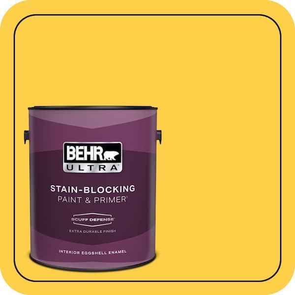 BEHR ULTRA 1 gal. #360B-6 Flame Yellow Extra Durable Eggshell Enamel Interior Paint & Primer