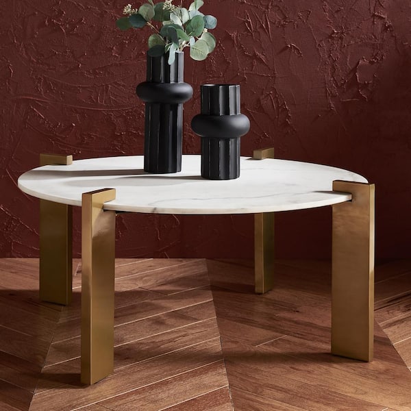 SAFAVIEH Kathaleen 38.5 in. Black/Clear Round Glass End Table