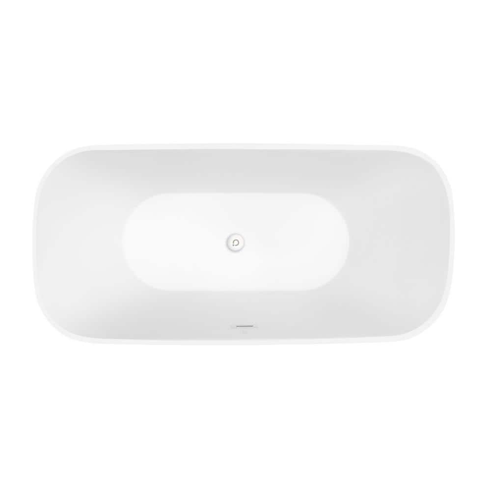 67" Glossy White Acrylic Freestanding Soaking Bathtub