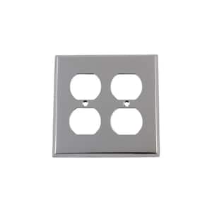 Chrome 2-Gang Duplex Outlet Wall Plate (1-Pack)