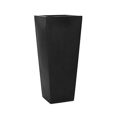 Vasesource Cambridge 16 in. x 16 in. x 16 in. Black Fiberstone Planter ...