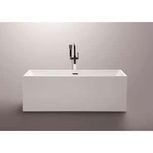 Talence 59 in. Acrylic Flatbottom Freestanding Bathtub in White/Titanium Gold