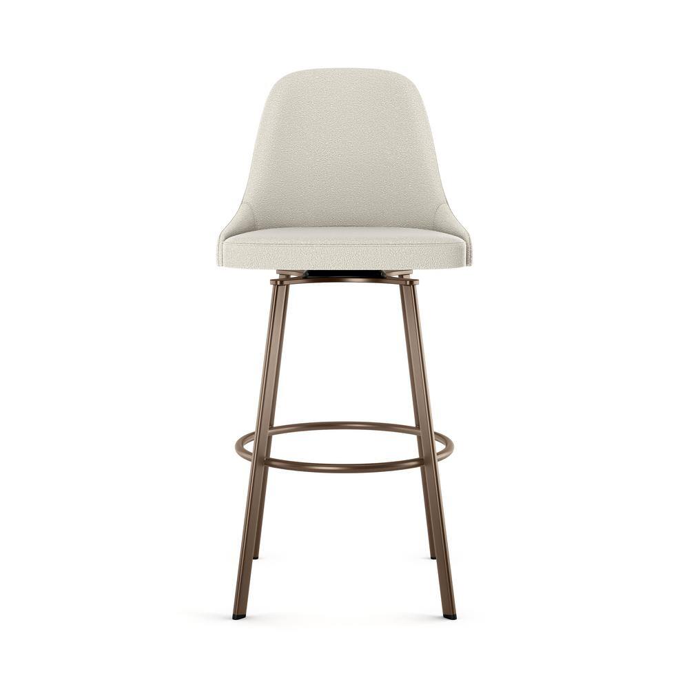 Harper Cream Bouclé Swivel Counter Stool with Bronze Metal Frame
