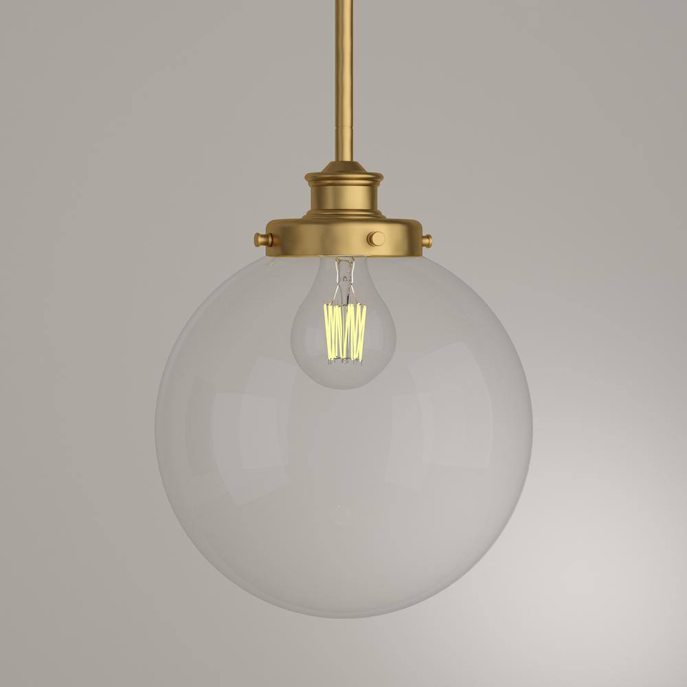 Penn Natural Brass Pendant with Clear Glass Globe