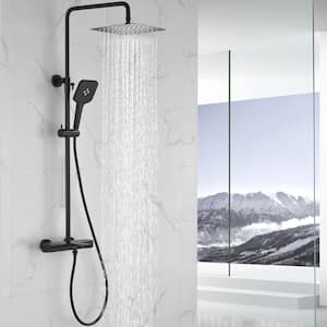 Dinar 3-Spray Patterns with 1.8 GPM 9.8 in. Wall Mount Dual Shower Heads with Handheld Shower in Matte Black