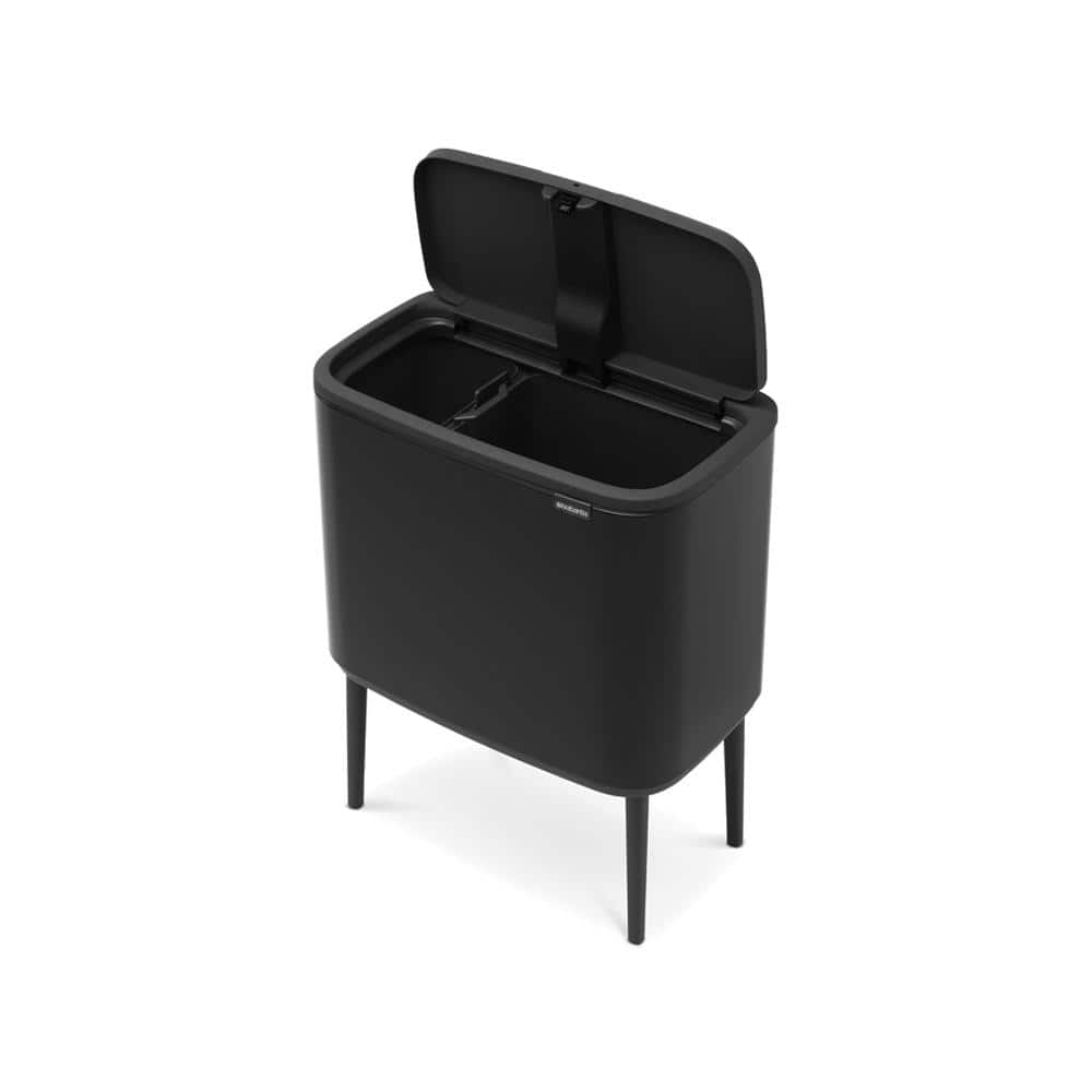 Matte Black Dual Compartment Touch Top Recycling Trash Can
