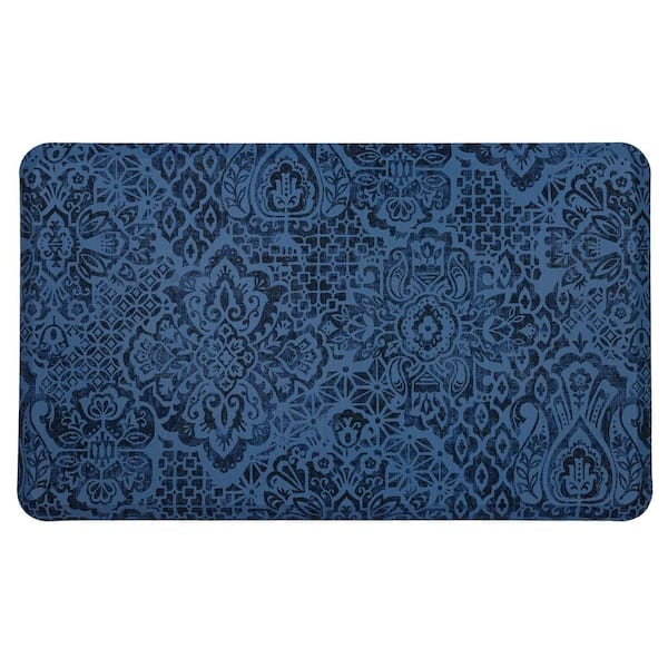 Mohawk Home Damask Nouveau Blue 1 ft. 6 in. x 2 ft. 6 in. Kitchen Mat