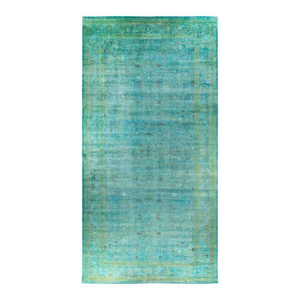 Overdyed Green 10 ft. x 20 ft. Solid Wool Indoor Area Rug