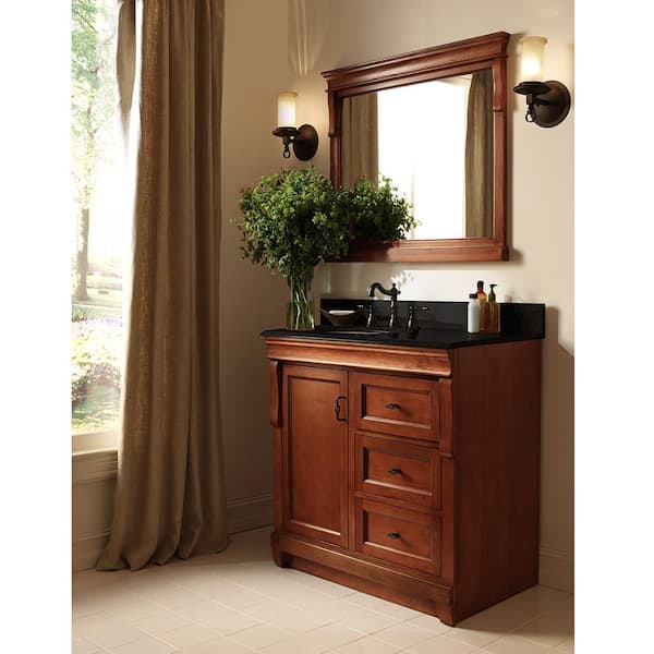 Naples 23.5 in. W x 32 in. H Rectangular Wood Framed Wall Bathroom Vanity Mirror in Tobacco